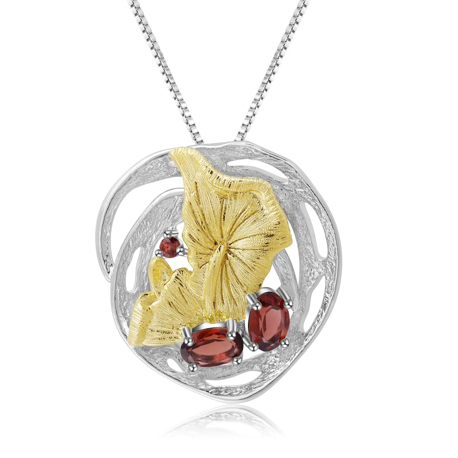 Colourful Treasure Natural Style Design Natural Gemstone Pendant Sterling Silver Necklace for Women