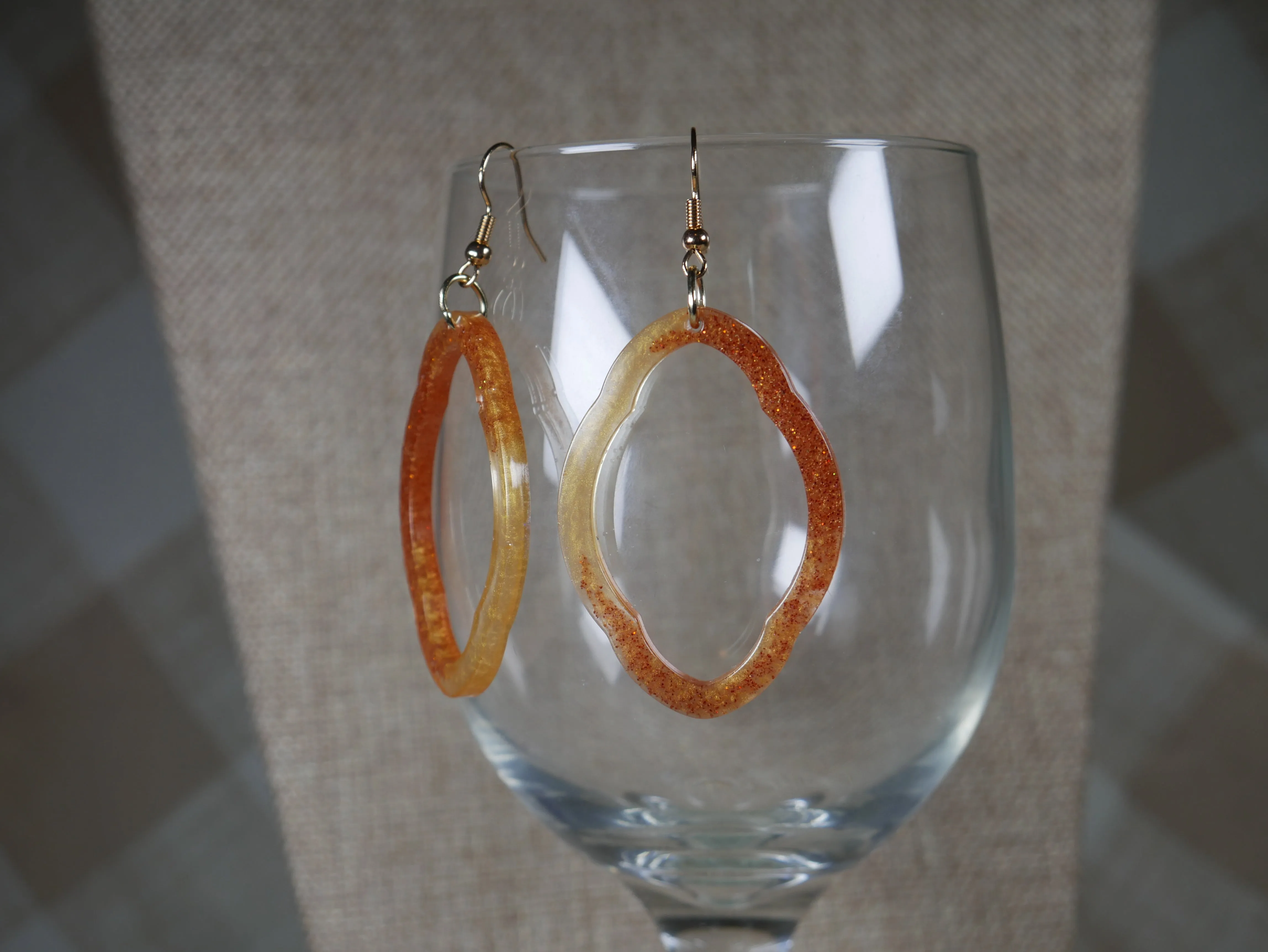 Coppery and Amber Colored Resin Earrings
