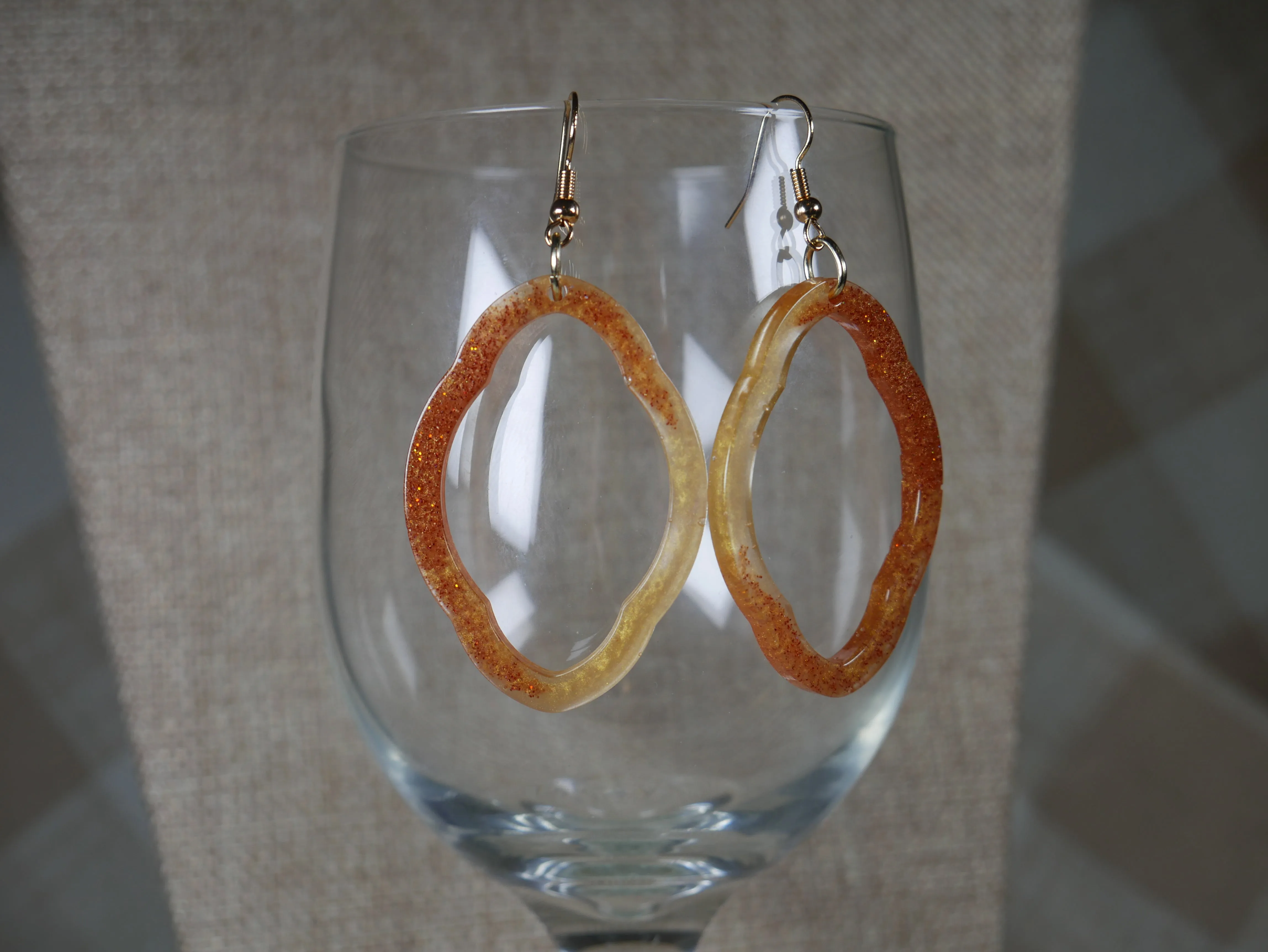 Coppery and Amber Colored Resin Earrings