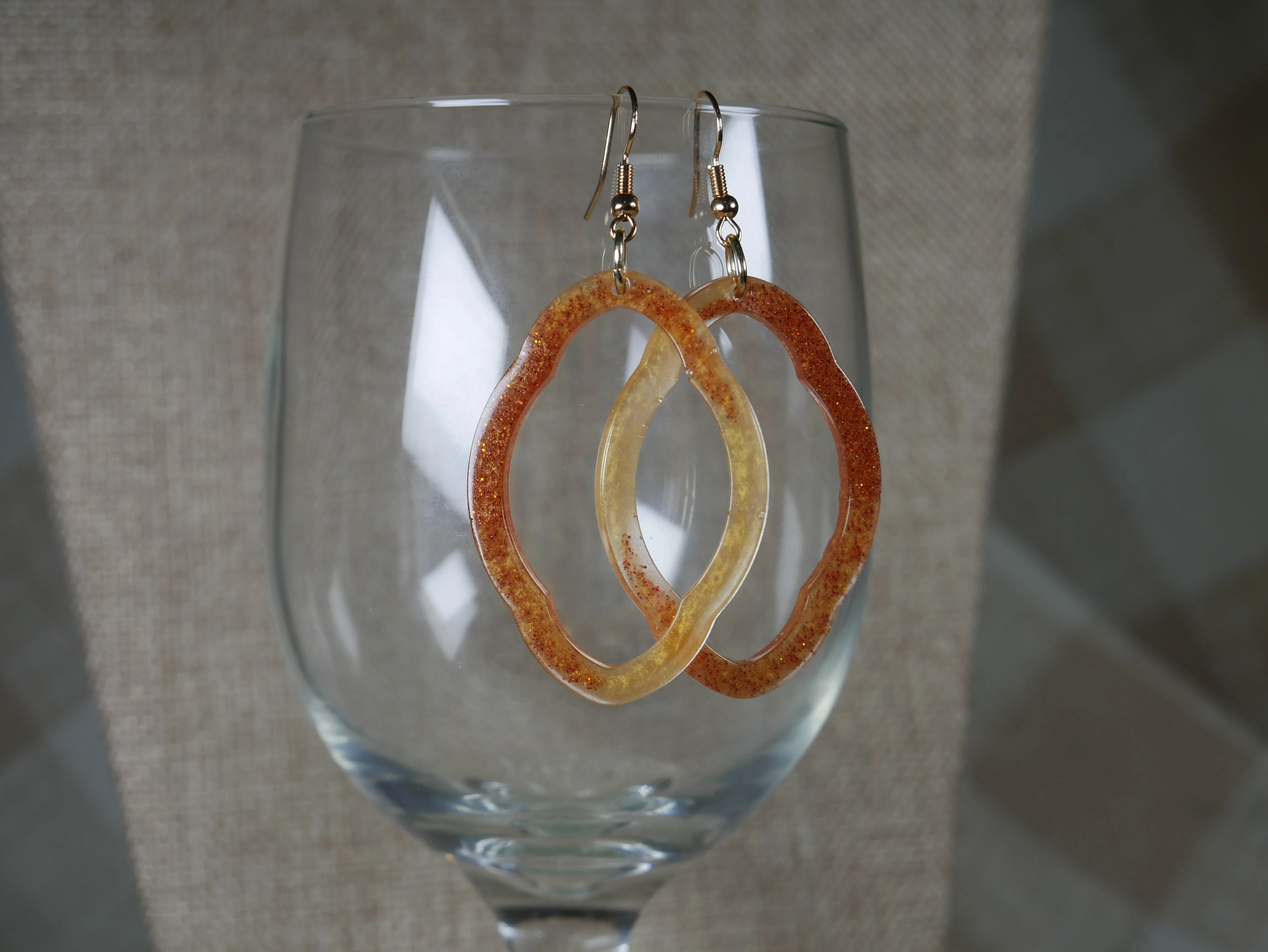 Coppery and Amber Colored Resin Earrings