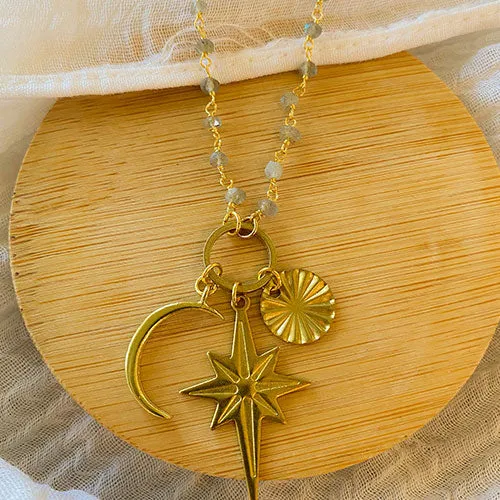 Cosmos: Cosmos Charm Necklace with Gemstone Chain