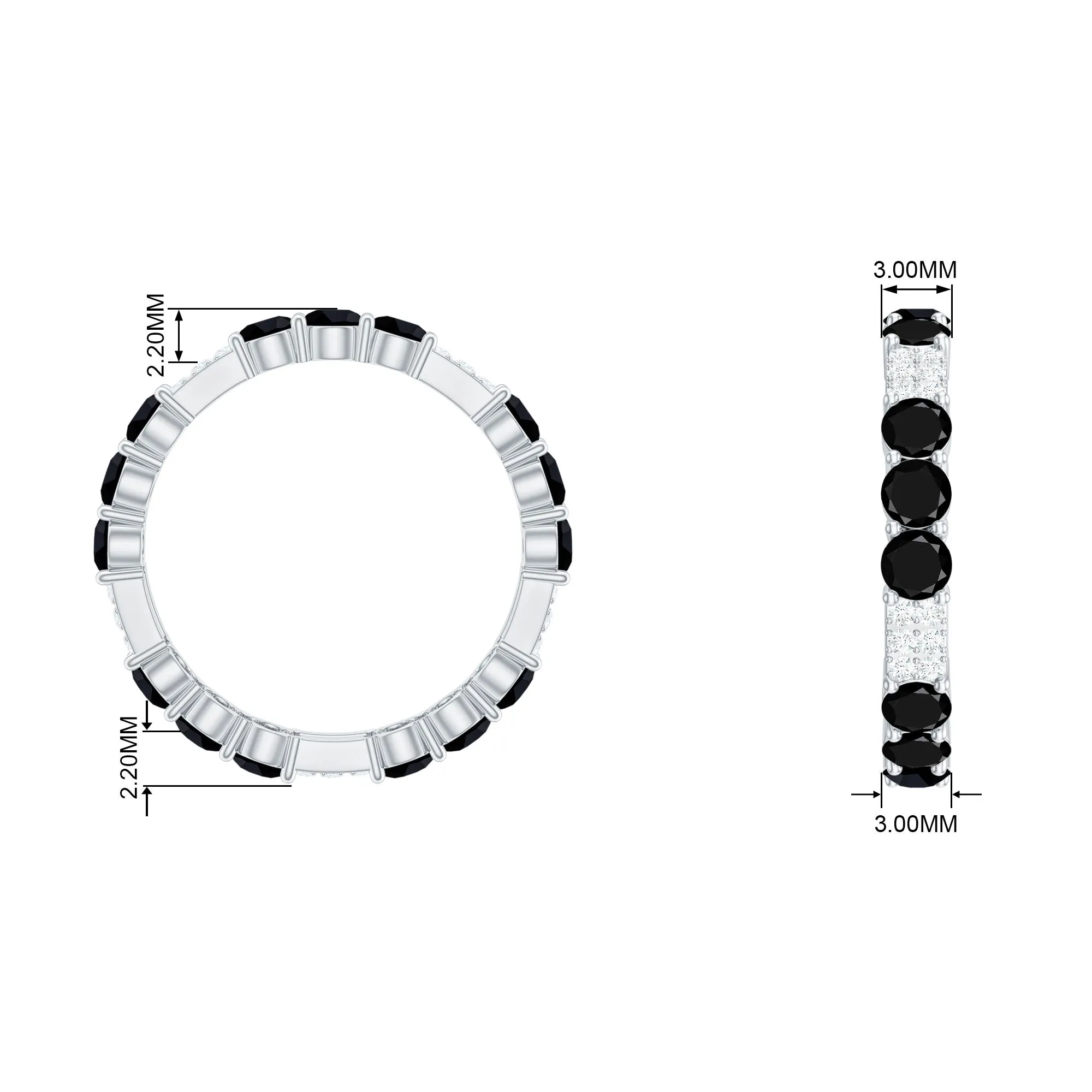 Created Black Diamond and Diamond Designer Eternity Band Ring