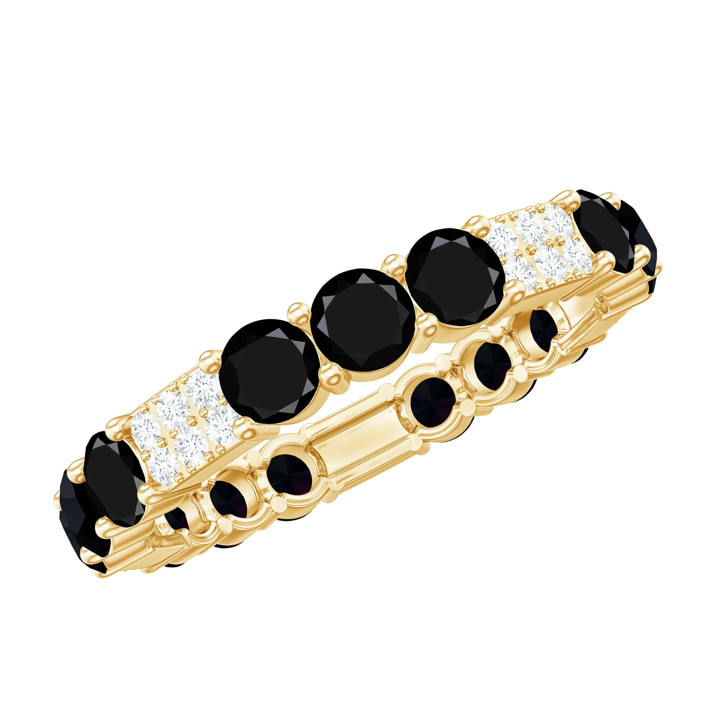 Created Black Diamond and Diamond Designer Eternity Band Ring