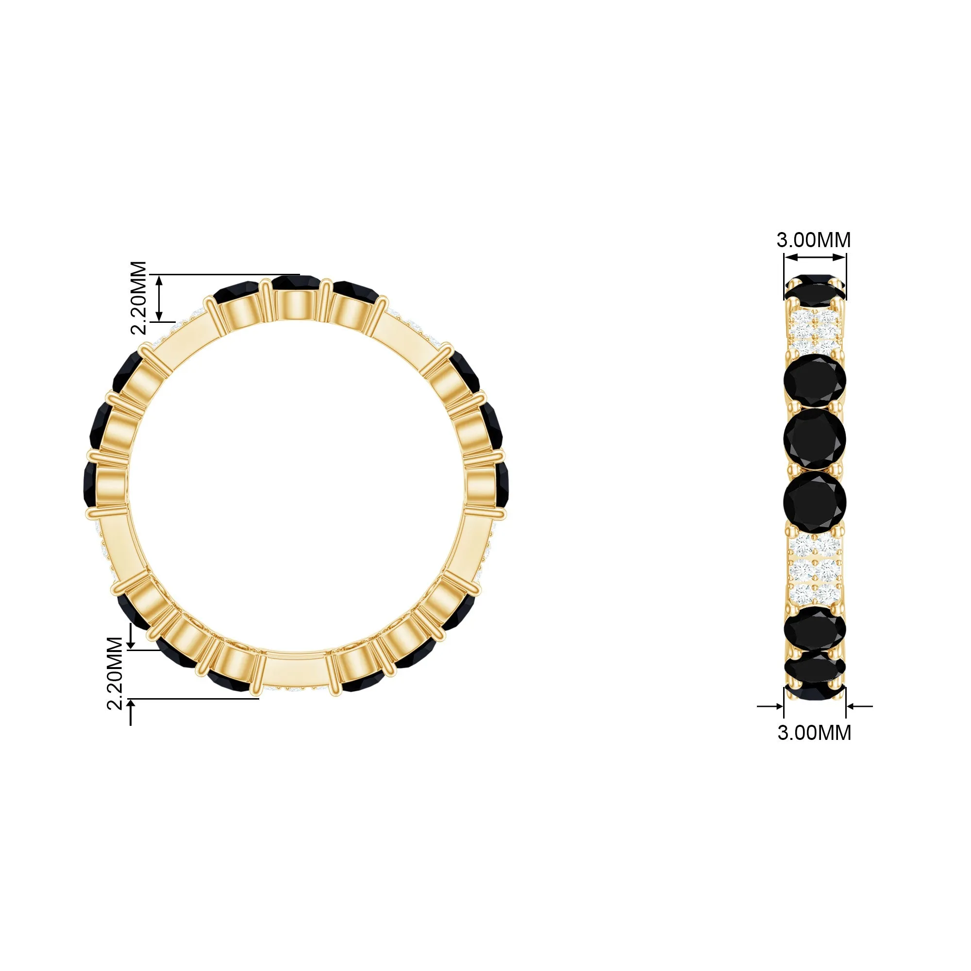 Created Black Diamond and Diamond Designer Eternity Band Ring