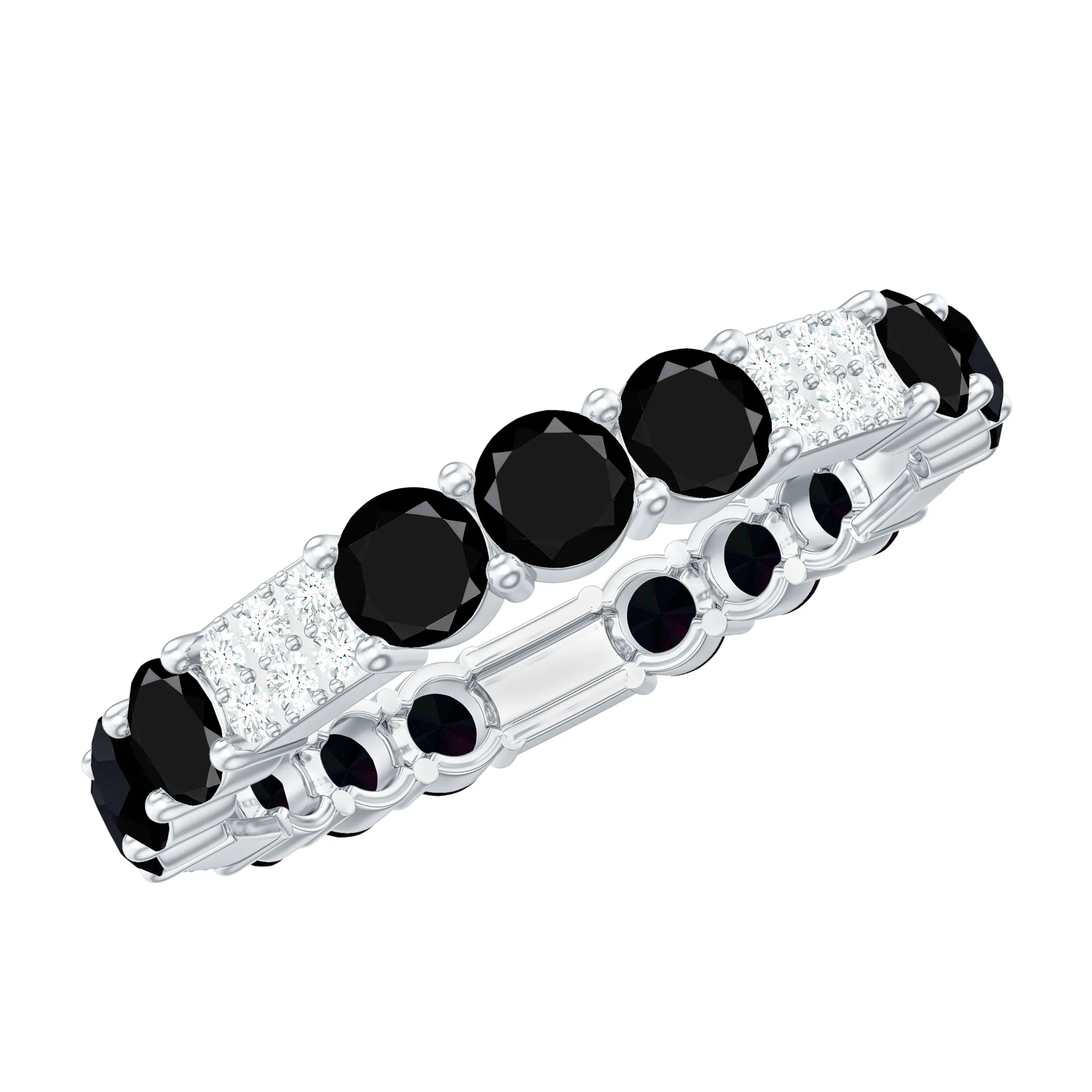 Created Black Diamond and Diamond Designer Eternity Band Ring