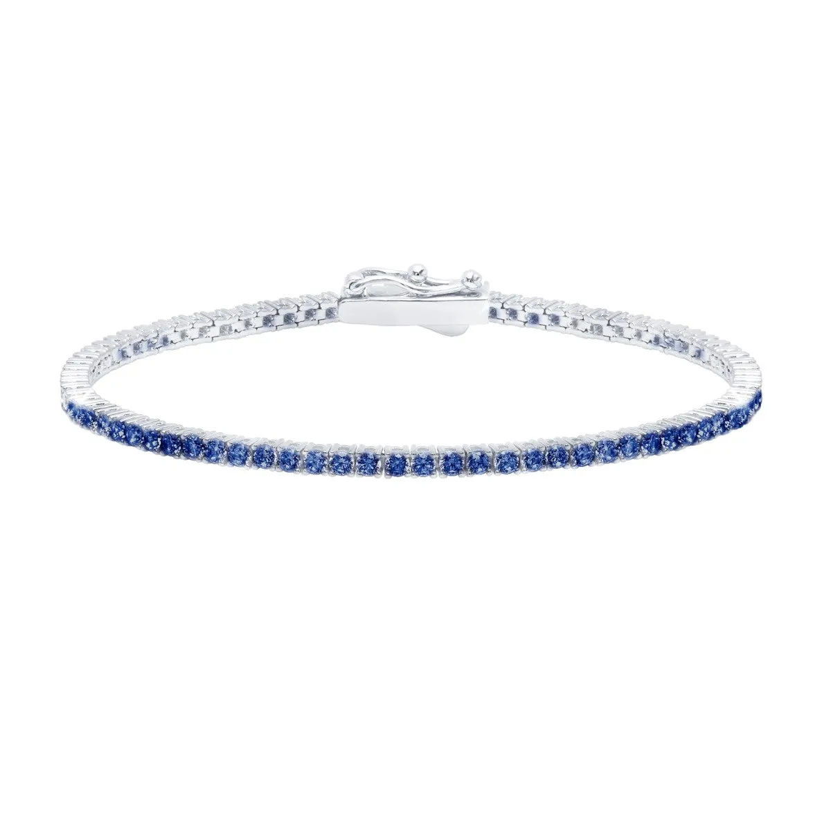 Crislu Platinum Plated Sterling Silver 2MM Cubic Zirconia 7-inch Tennis Bracelet