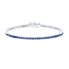 Crislu Platinum Plated Sterling Silver 2MM Cubic Zirconia 7-inch Tennis Bracelet