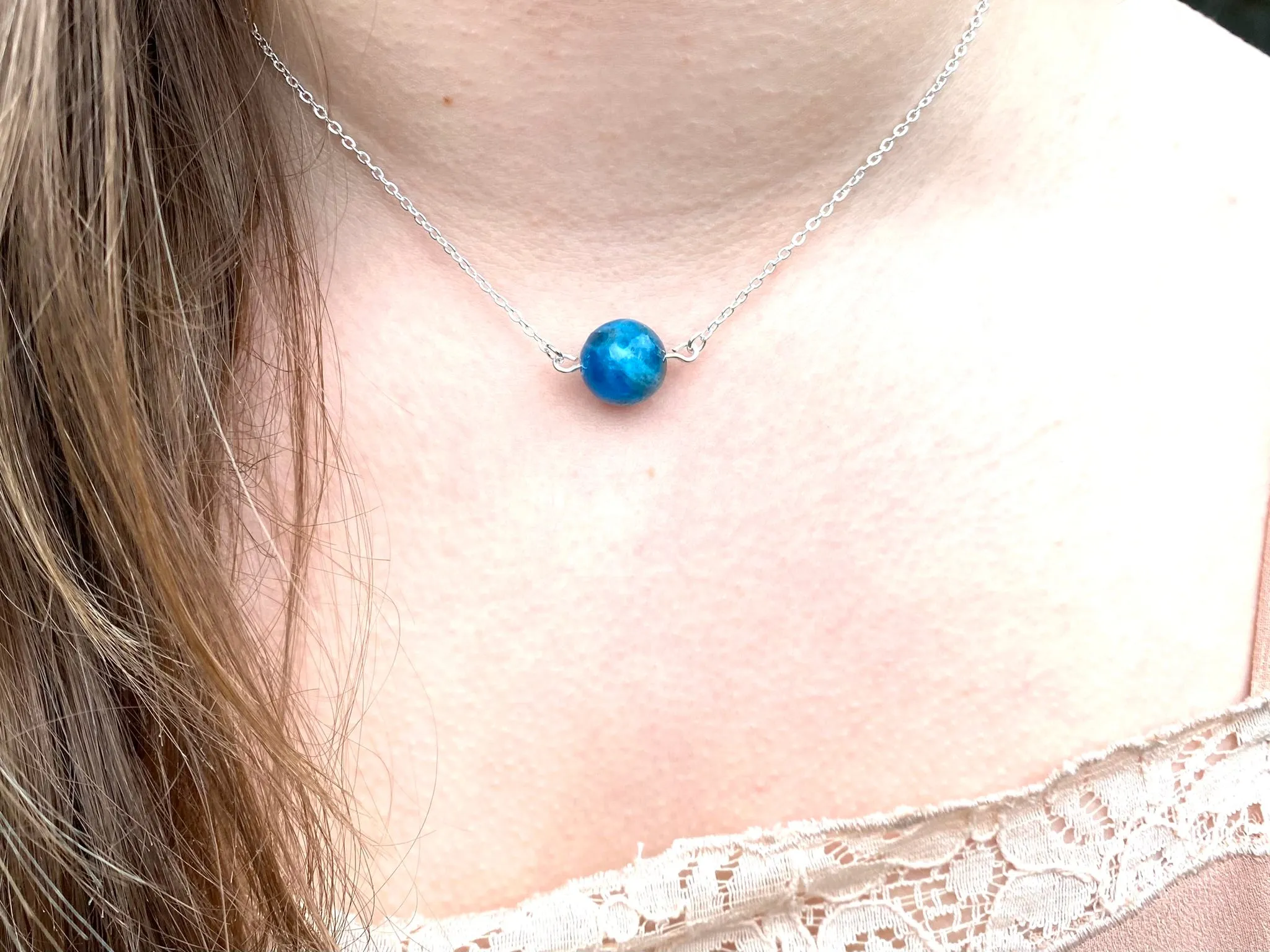 Crystal Bead Necklace - Dainty Minimalist Choker Necklace