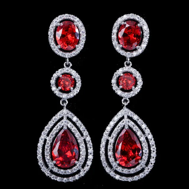 Cubic Zirconia Super Luxury Micro Full Round Crystal Dangling Long Drop Earrings