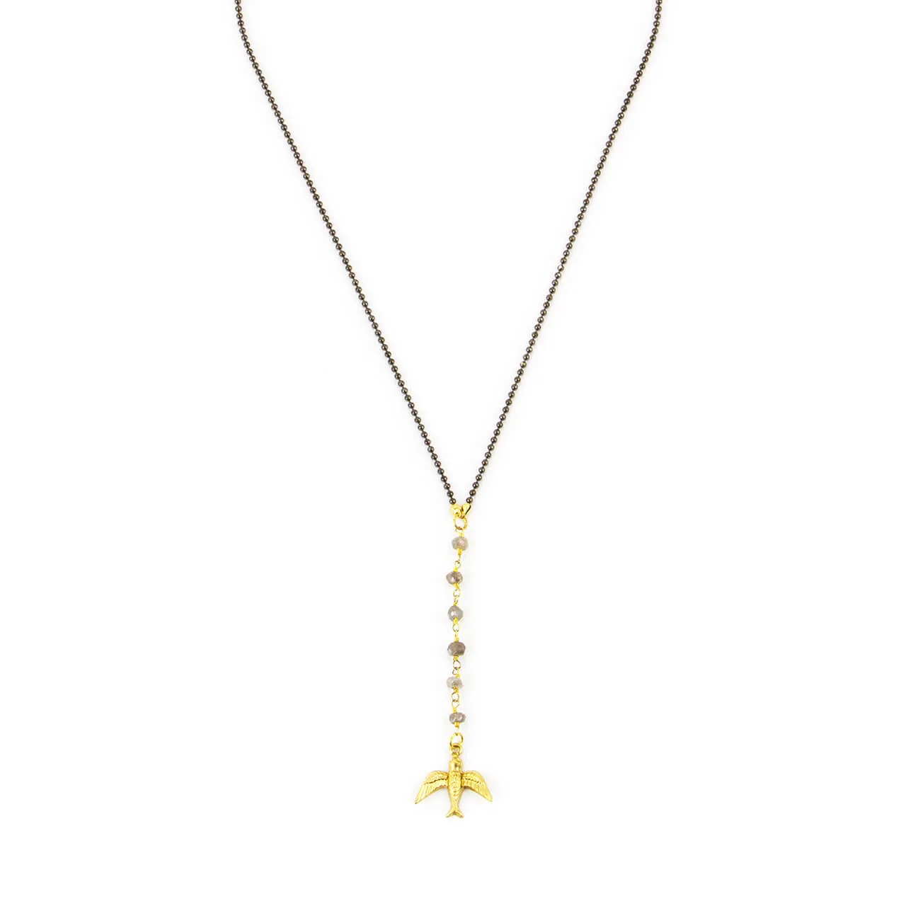 Dainty Bird Gemstone Y Necklace