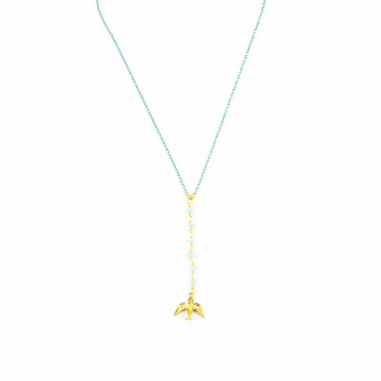Dainty Bird Gemstone Y Necklace