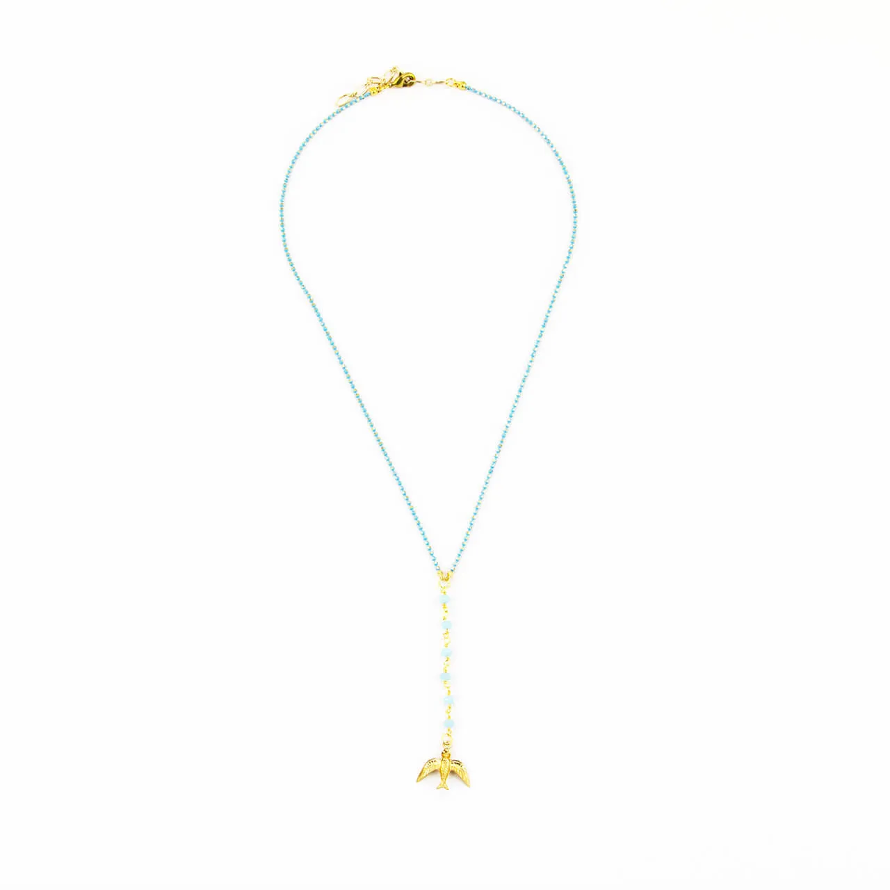 Dainty Bird Gemstone Y Necklace