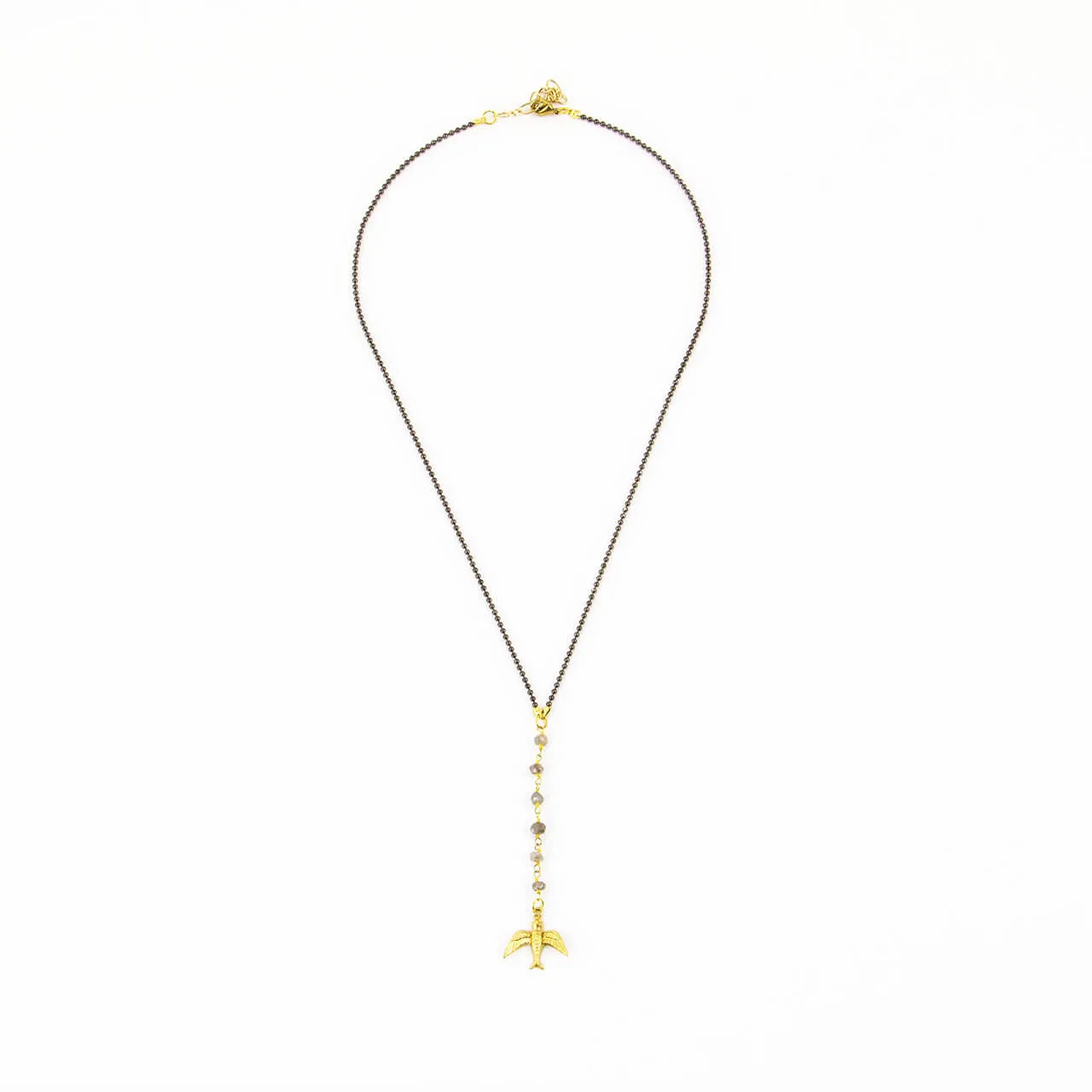 Dainty Bird Gemstone Y Necklace