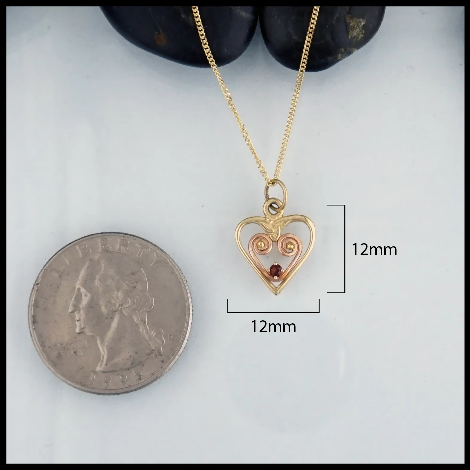 Dainty Garnet Colleen's Heart Pendant