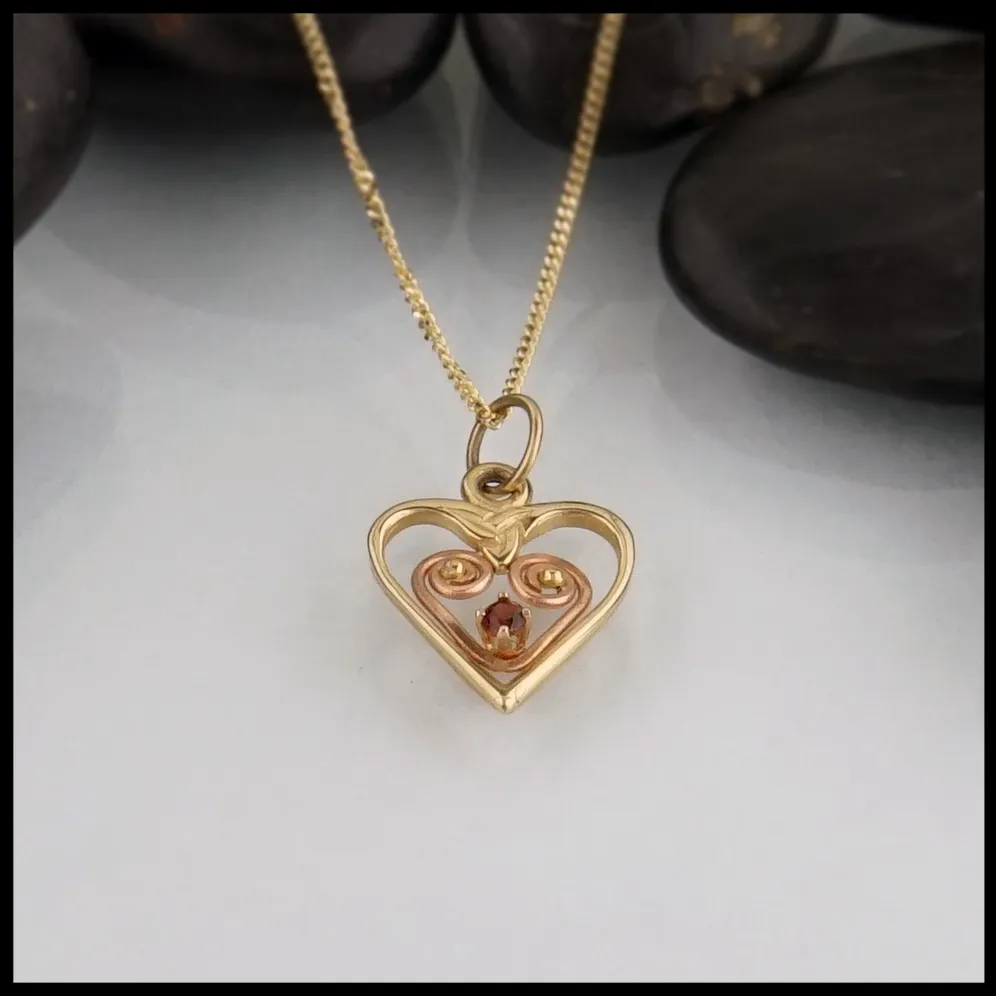 Dainty Garnet Colleen's Heart Pendant