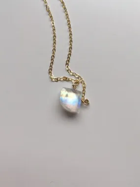 Dainty Rainbow Moonstone Pendant Necklace Sterling Silver or Gold Fill