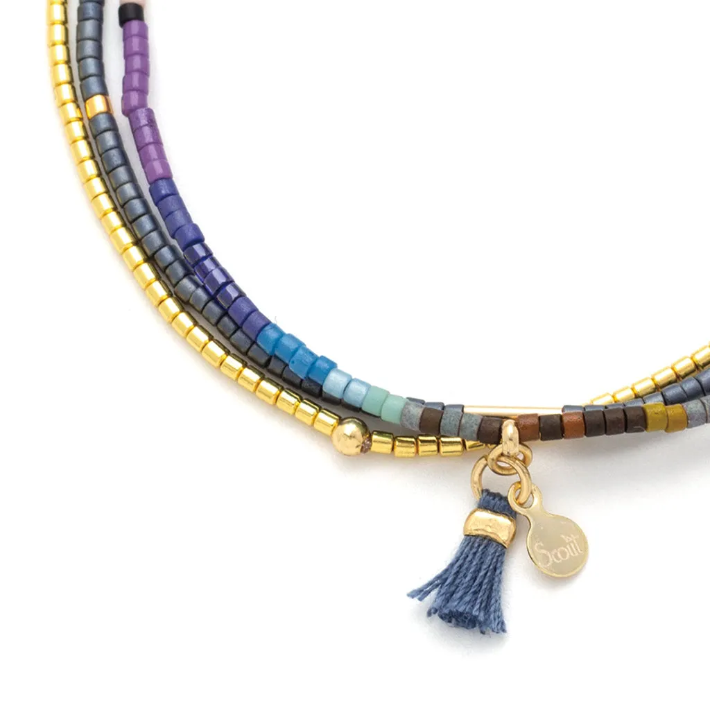 Dark Multi Gold Miyuki Bracelet Trio