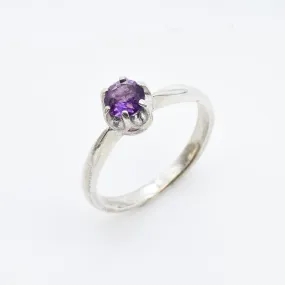 Dark Purple Ring - Natural Amethyst Ring - Purple Solitaire Band