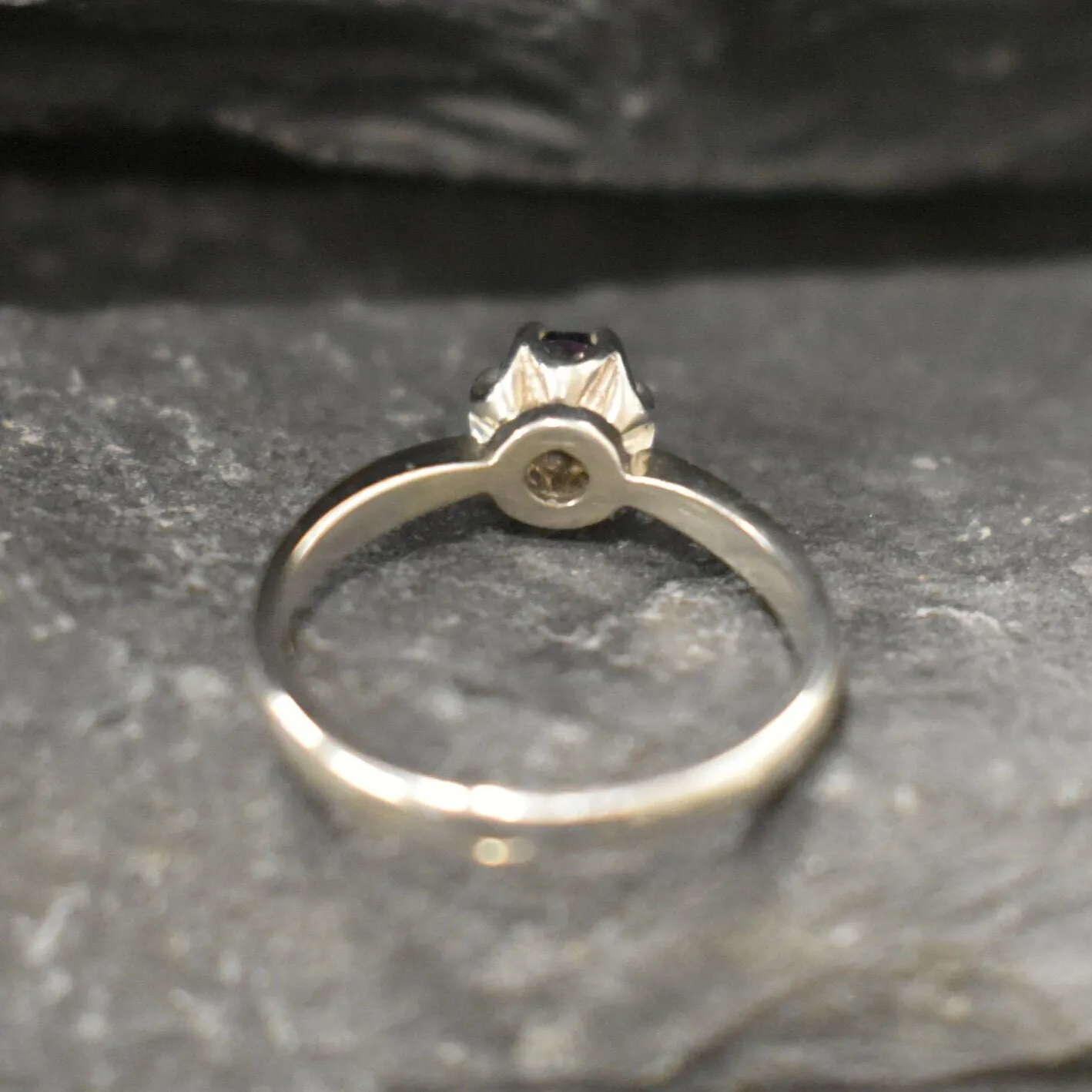 Dark Purple Ring - Natural Amethyst Ring - Purple Solitaire Band