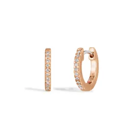 Diamond Huggie Earrings in Rose Gold