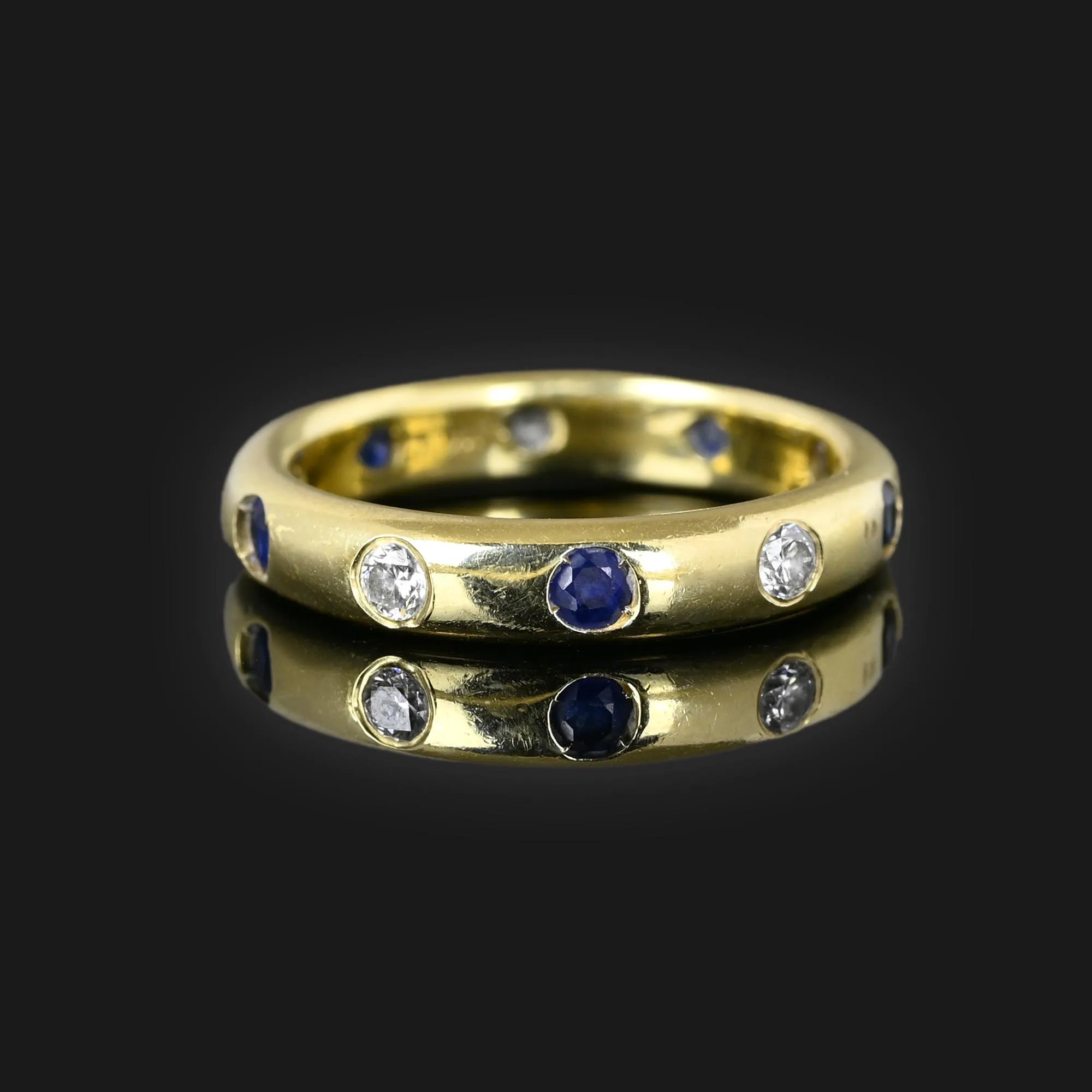Diamond Sapphire Full Eternity Band Ring in 14K Gold