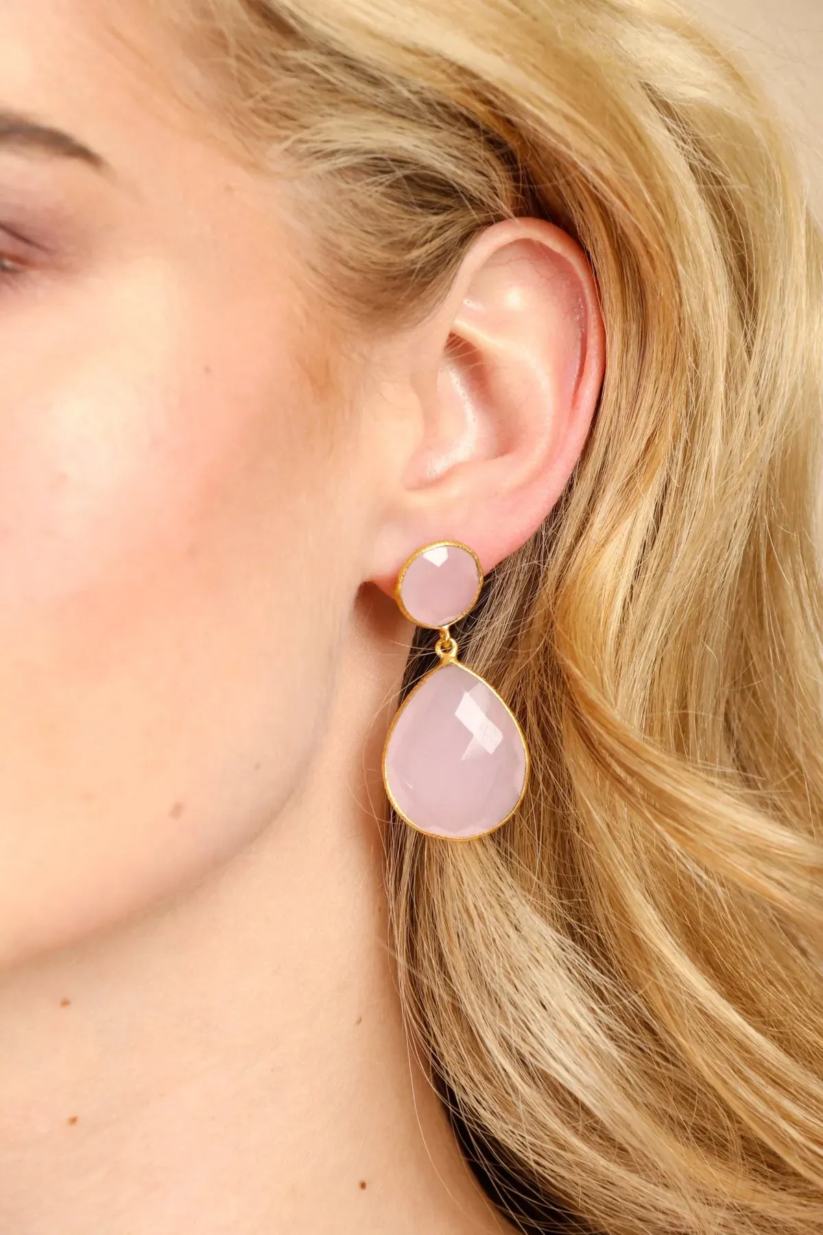 Double Drop Genuine Gemstone Earrings