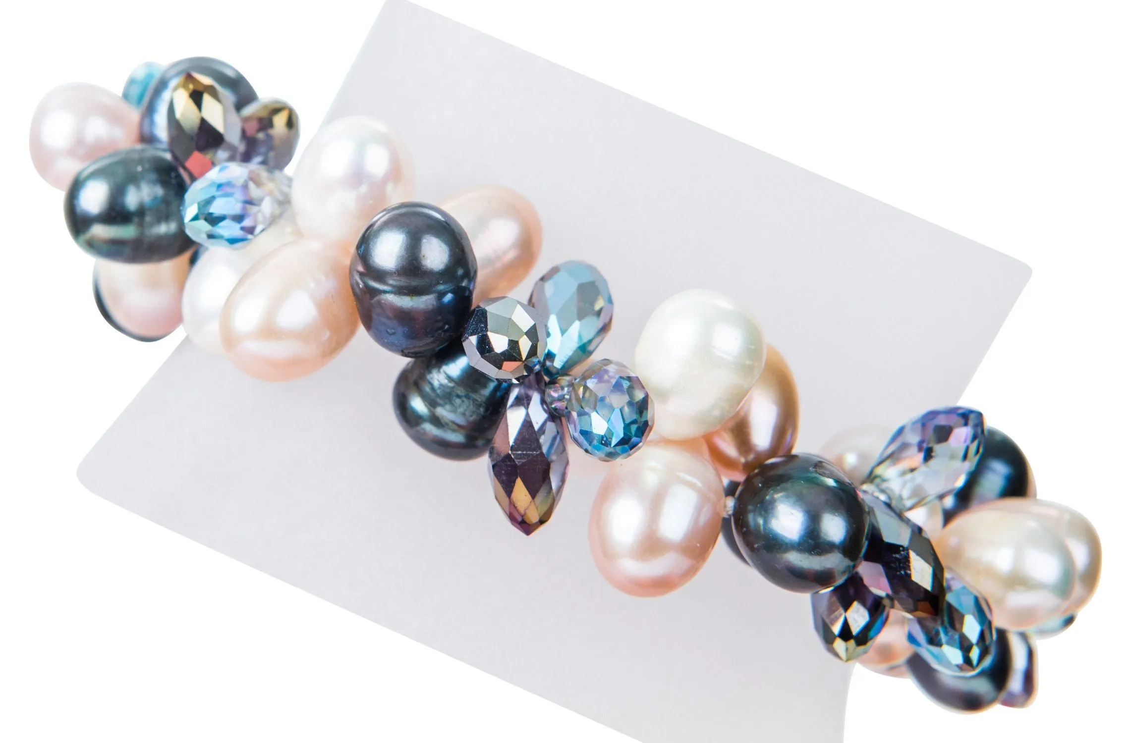 Double Strand Twisted with Crystal Freshwater Pearl Bracelet