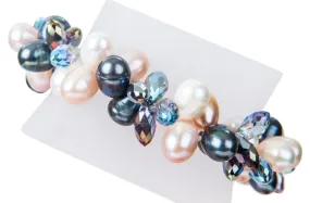 Double Strand Twisted with Crystal Freshwater Pearl Bracelet