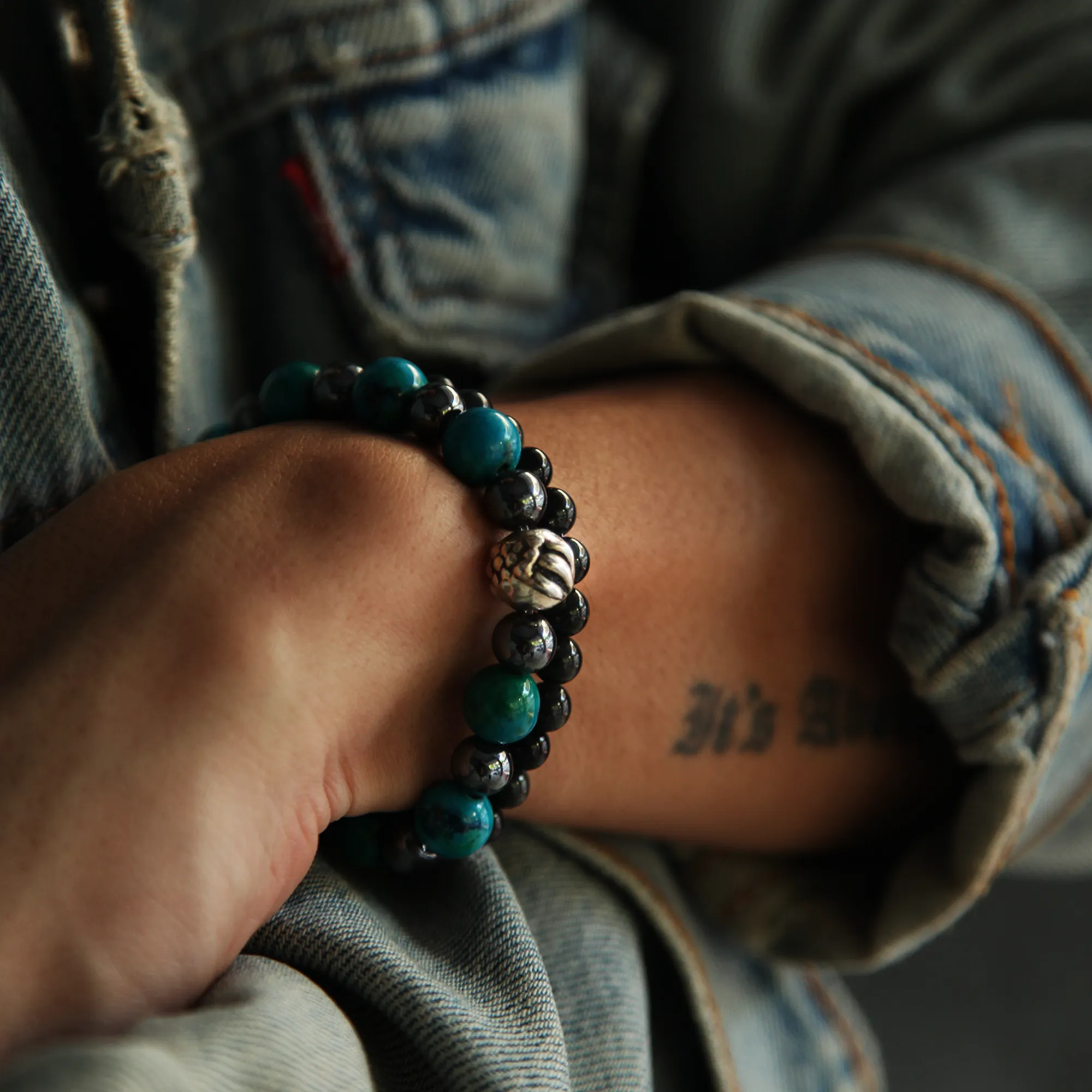 Dragon Claw bracelet with Turquoise, Hematite