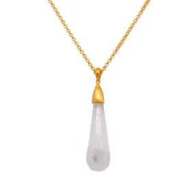 Drop Cabochon Rainbow Moonstone 24K Gold Vermeil Pendant