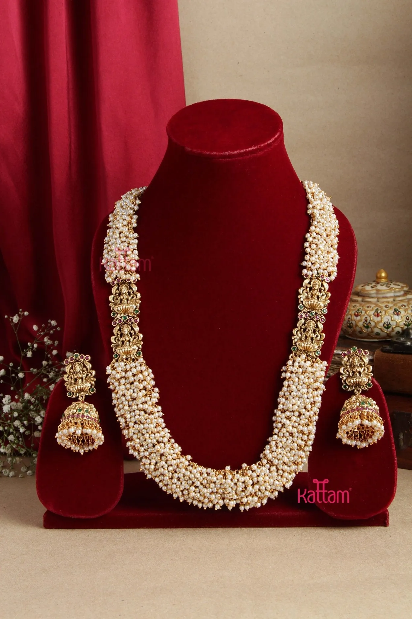 Dual Lakshmi Clustered Pearl Haram