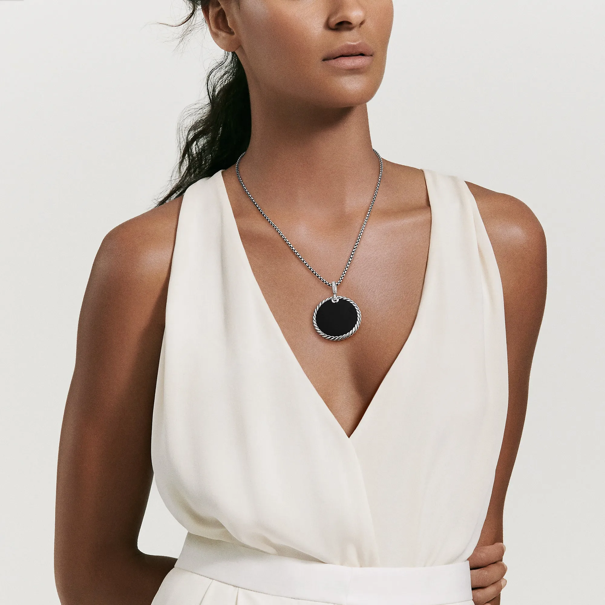 DY Elements® Disc Pendant with Pavé Diamonds, 32mm