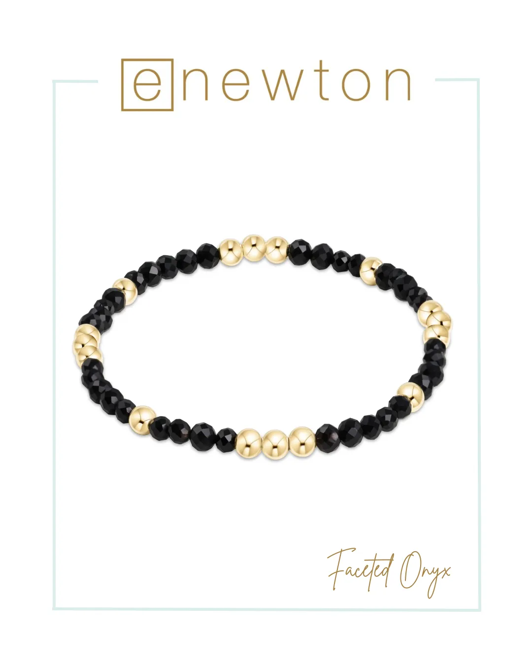 E Newton Worthy Pattern 3mm Bead Bracelet - Faceted Onyx