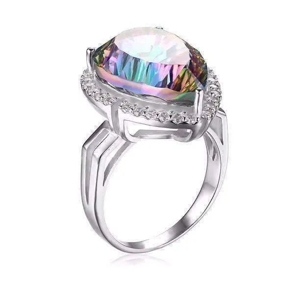 Eden Genuine Rainbow Fire Mystic Topaz 13CT IOBI 925 Sterling Silver Ring
