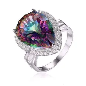 Eden Genuine Rainbow Fire Mystic Topaz 13CT IOBI 925 Sterling Silver Ring
