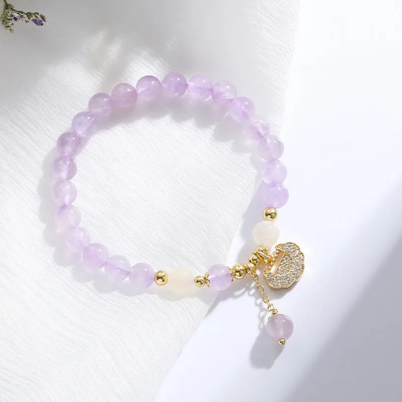 Elegant Amethyst Bracelet with Sterling Silver Lock - Fortune's Favor Collection