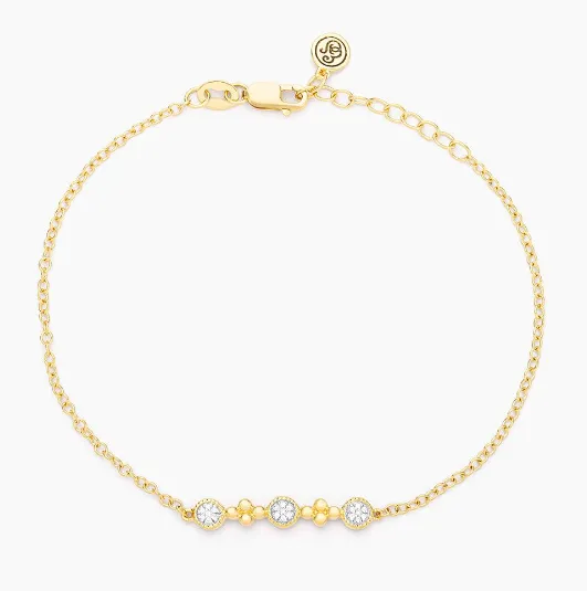 Ella Stein Sterling Silver/Gold Plated Diamond "Skip A Beat" Bracelet