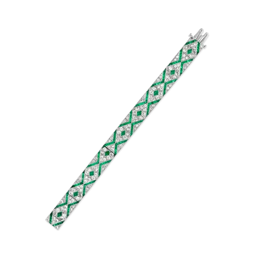 Emerald & Diamond French Art Deco Bracelet