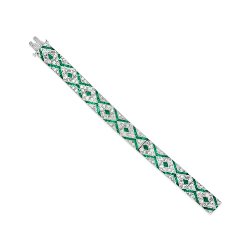 Emerald & Diamond French Art Deco Bracelet