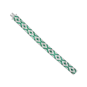 Emerald & Diamond French Art Deco Bracelet