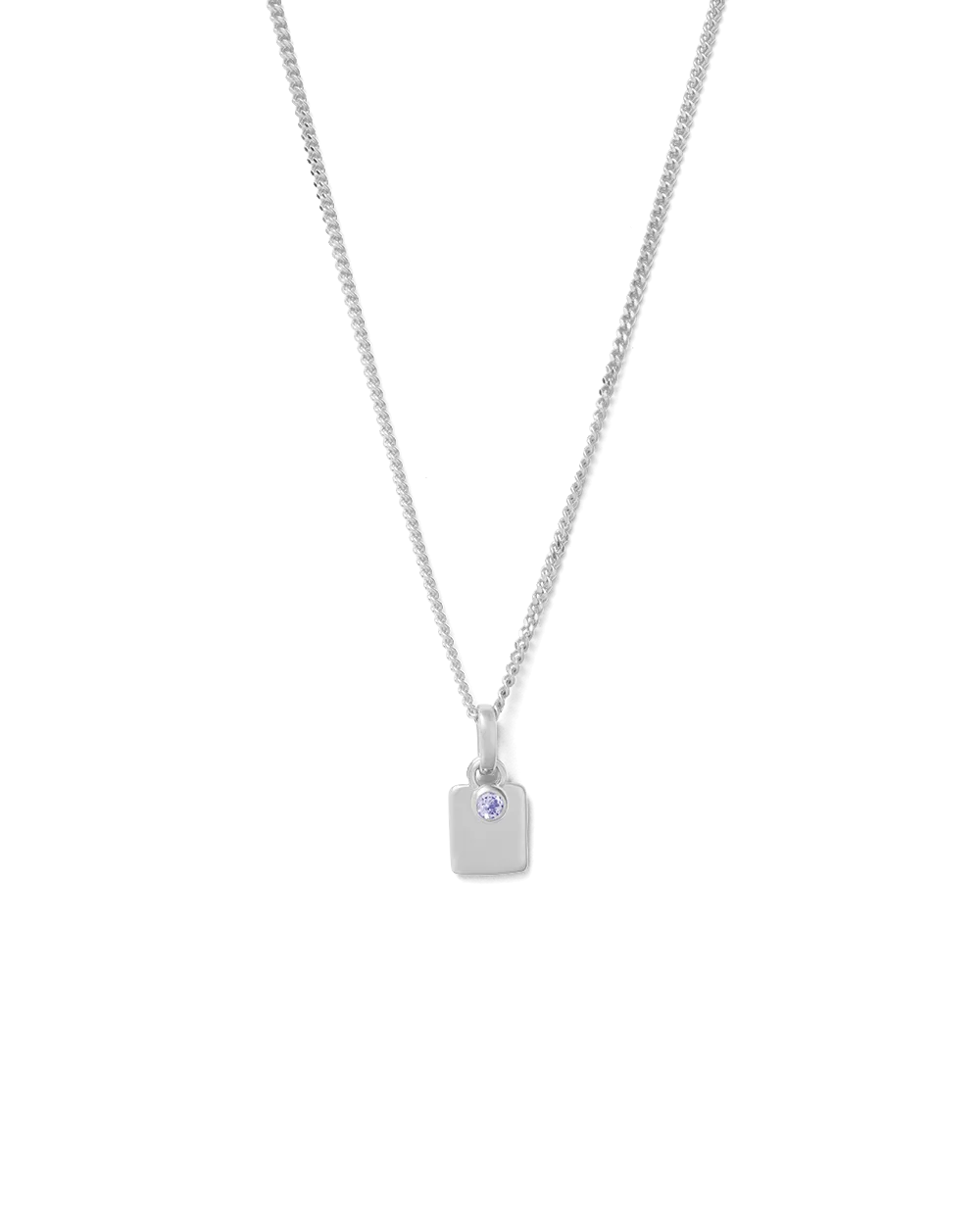 ENGRAVABLE BIRTHSTONE NECKLACE (STERLING SILVER)
