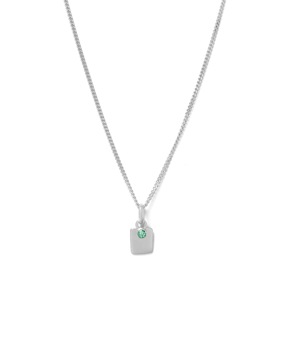 ENGRAVABLE BIRTHSTONE NECKLACE (STERLING SILVER)