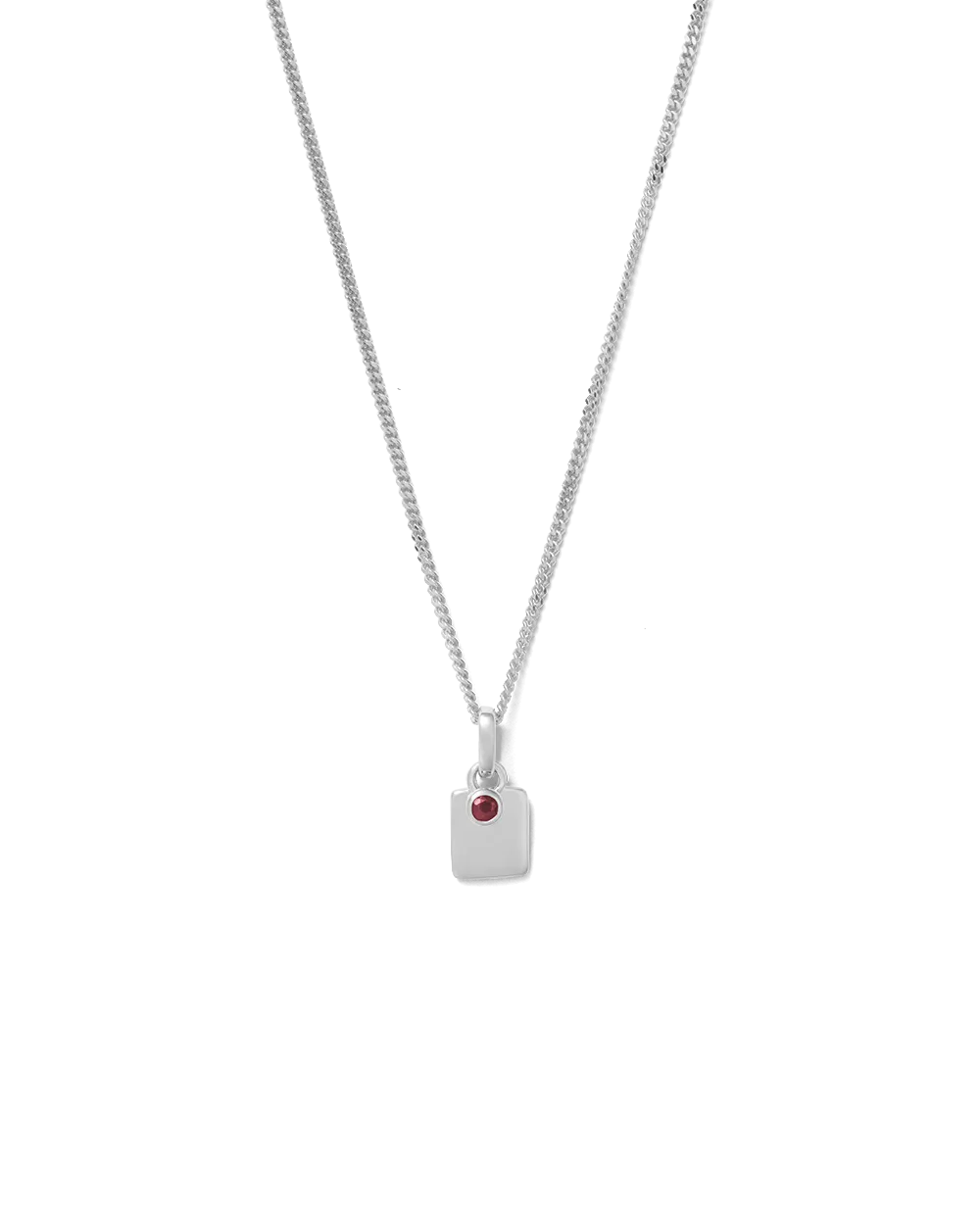 ENGRAVABLE BIRTHSTONE NECKLACE (STERLING SILVER)
