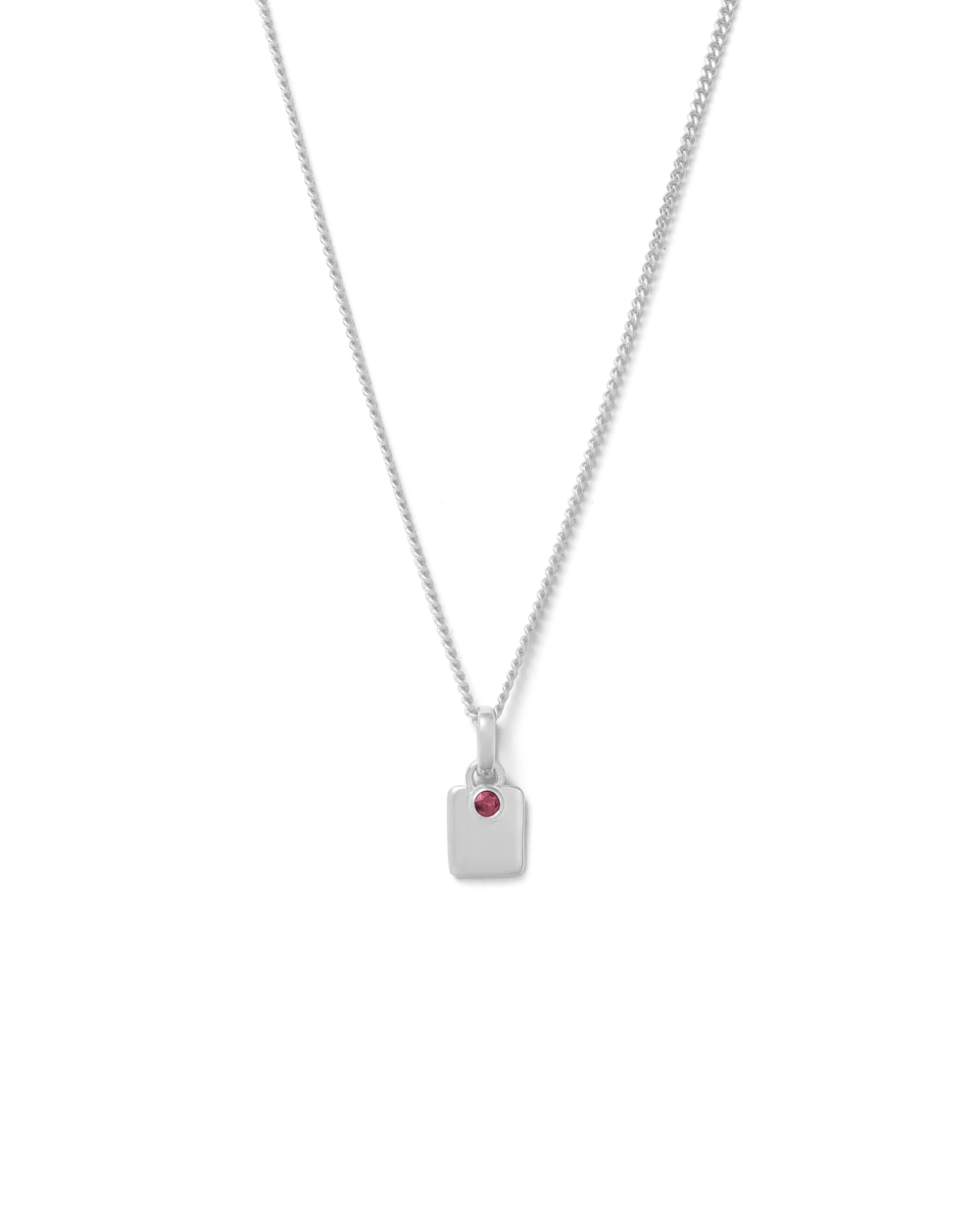 ENGRAVABLE BIRTHSTONE NECKLACE (STERLING SILVER)