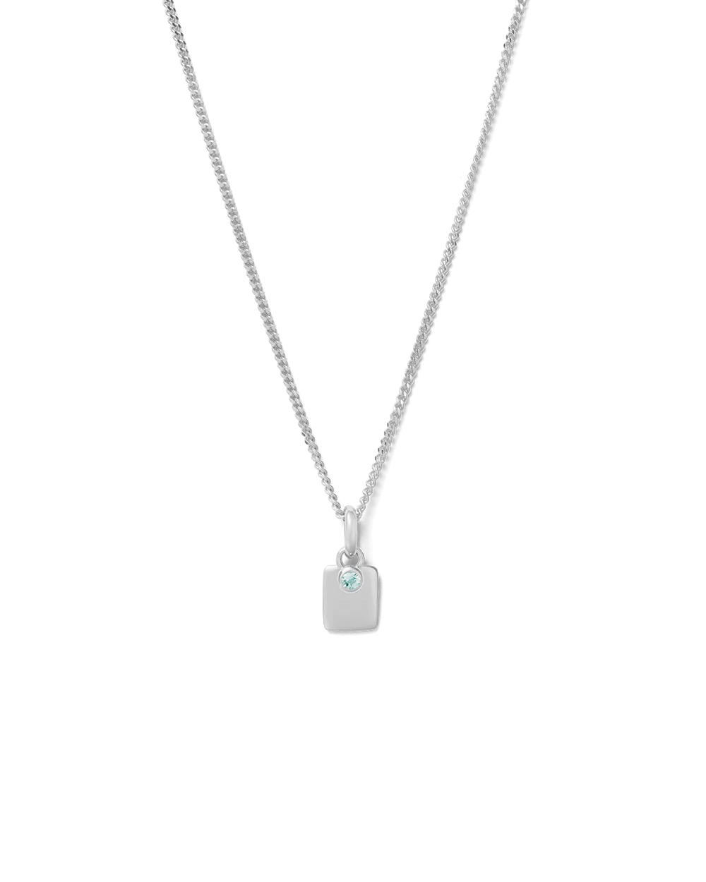 ENGRAVABLE BIRTHSTONE NECKLACE (STERLING SILVER)