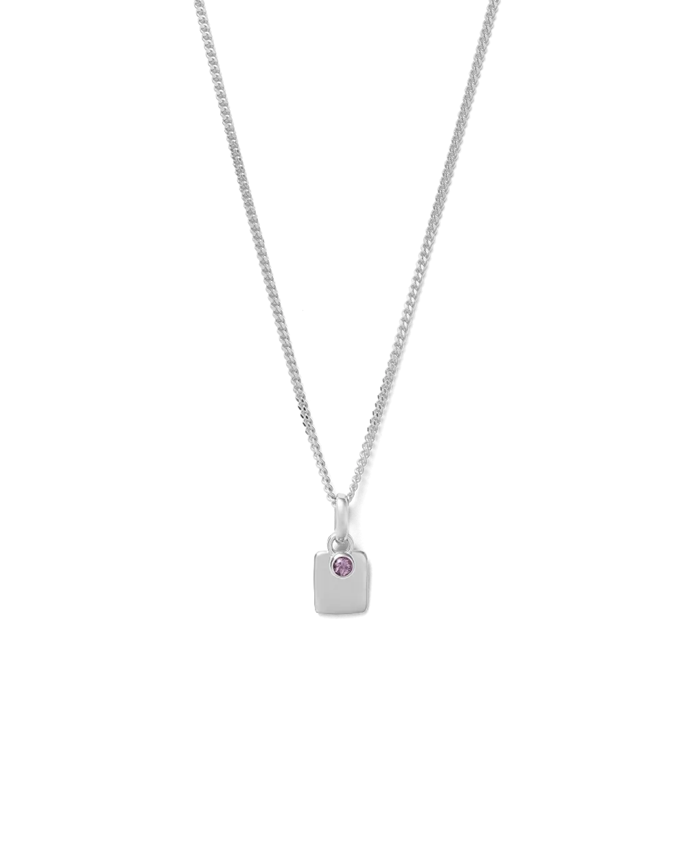 ENGRAVABLE BIRTHSTONE NECKLACE (STERLING SILVER)