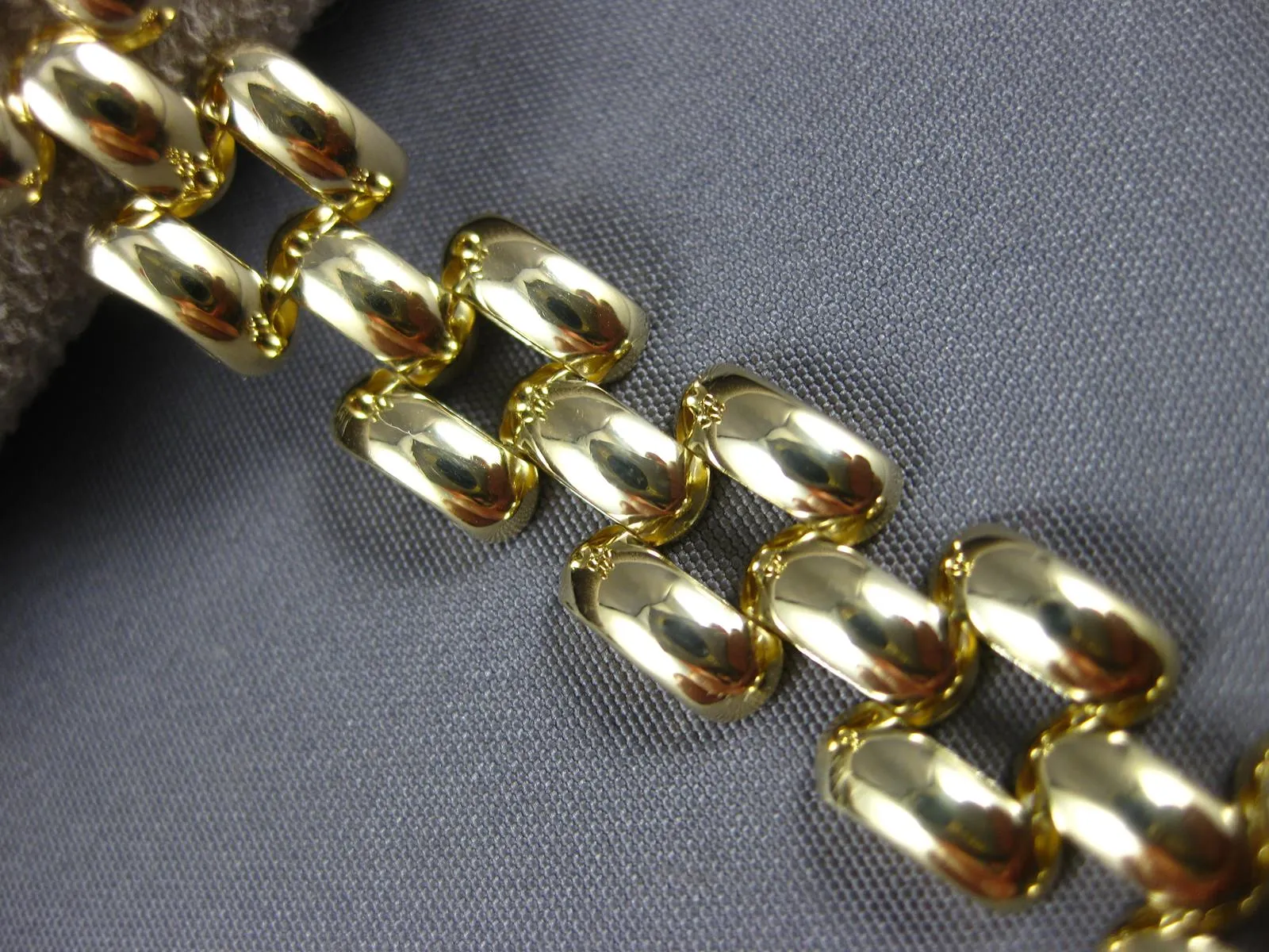 ESTATE EXTRA LONG AAA ONYX 14KT YELLOW GOLD 3D PANTHER TOGGLE BRACELET #27166