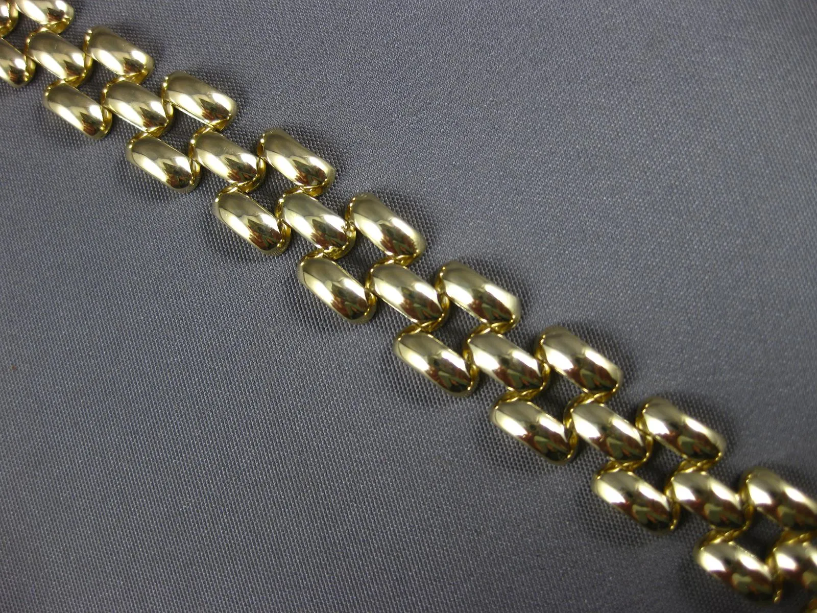 ESTATE EXTRA LONG AAA ONYX 14KT YELLOW GOLD 3D PANTHER TOGGLE BRACELET #27166