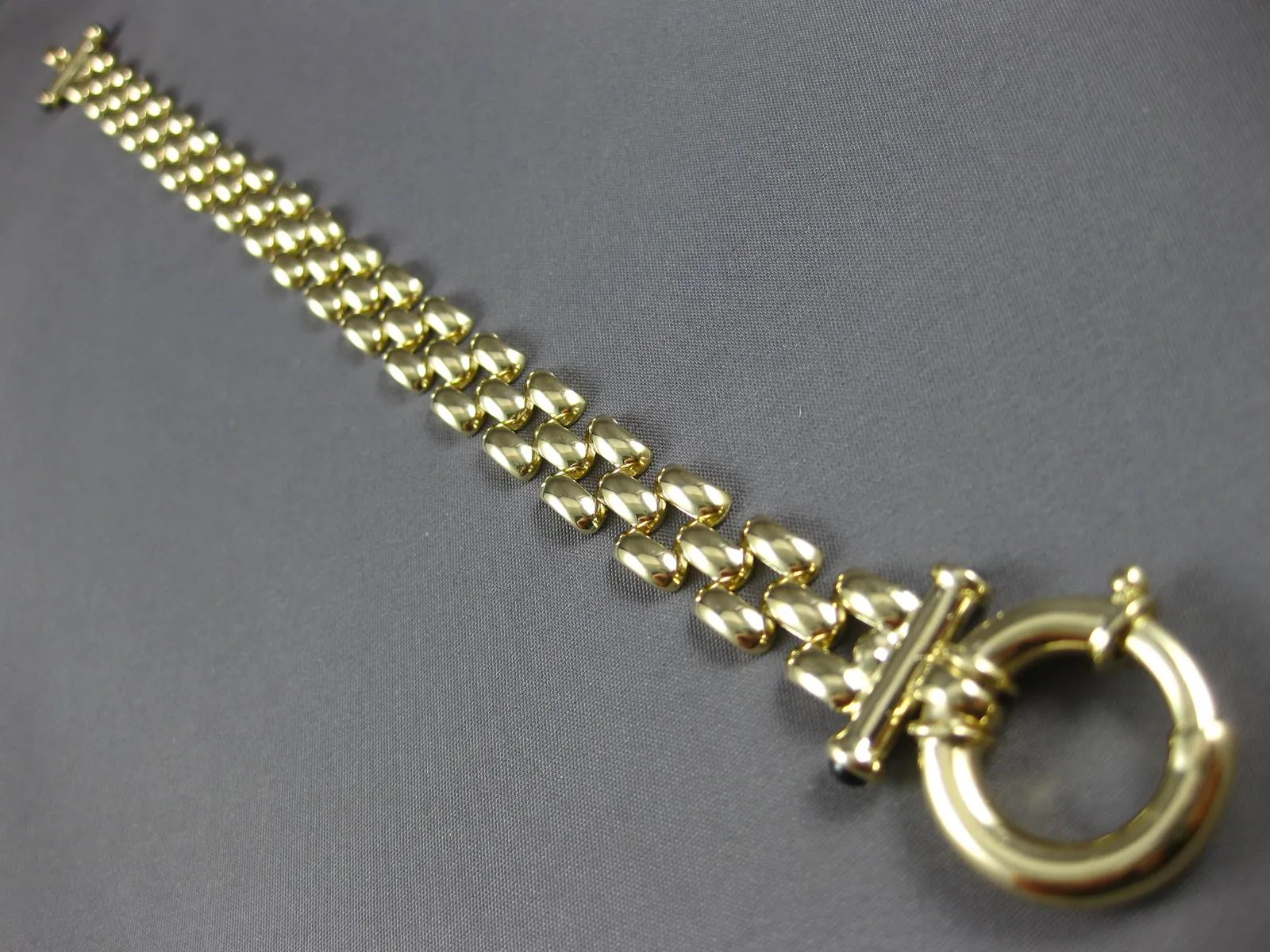 ESTATE EXTRA LONG AAA ONYX 14KT YELLOW GOLD 3D PANTHER TOGGLE BRACELET #27166