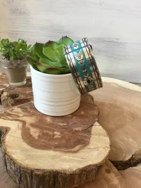 Etched Silver & Turquoise Cuff Bracelet